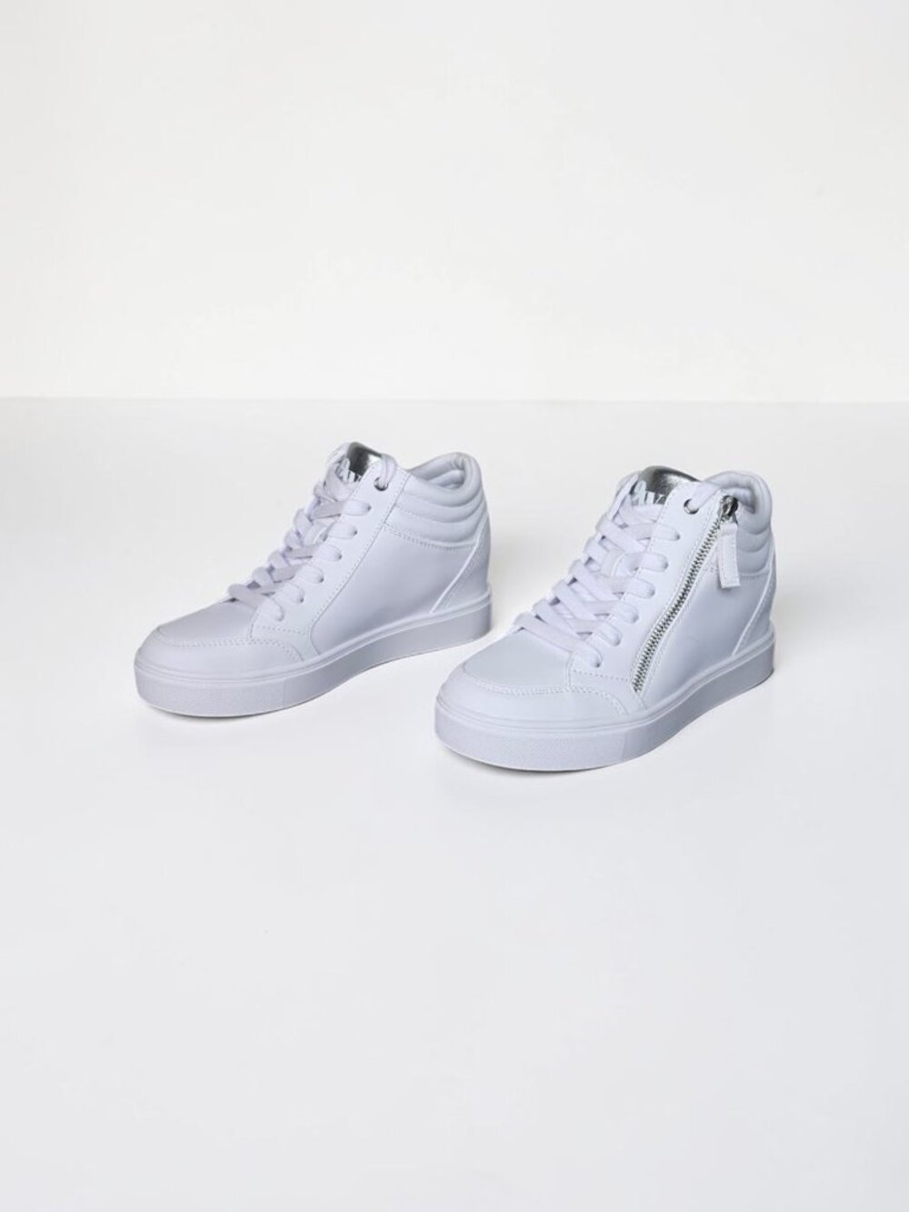 Nine West Tons High Top Hidden Wedge White Sneakers Size 7 - Picture 6 of 13